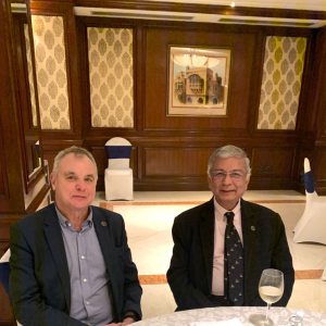 Delhi nephrologist Dr. Ashok Sarin (right) during a professional meeting.